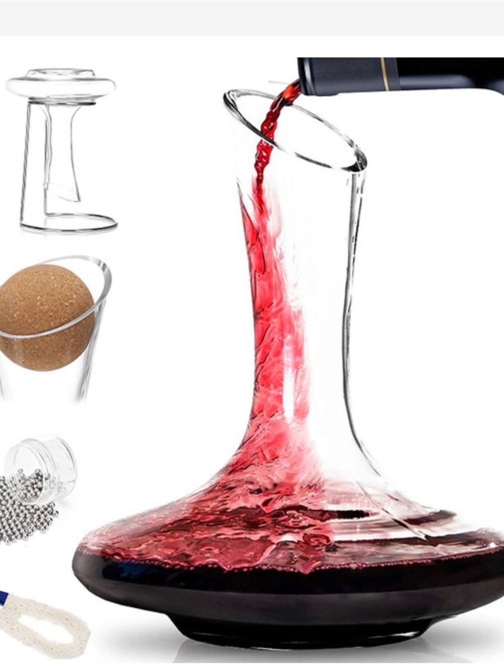 Glass Wine Decanter with Aerator and Cork Stopper - Clear